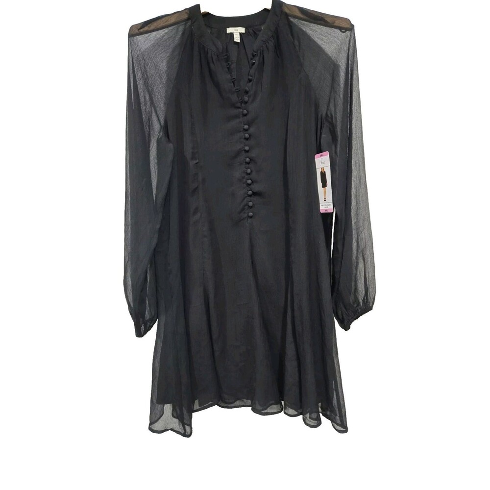 Joie Black Shift Mini Dress‎ Long Balloon Sleeve Size Small Black MSRP $378 NWT!